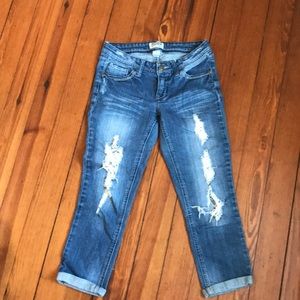 Distressed Capri jeans